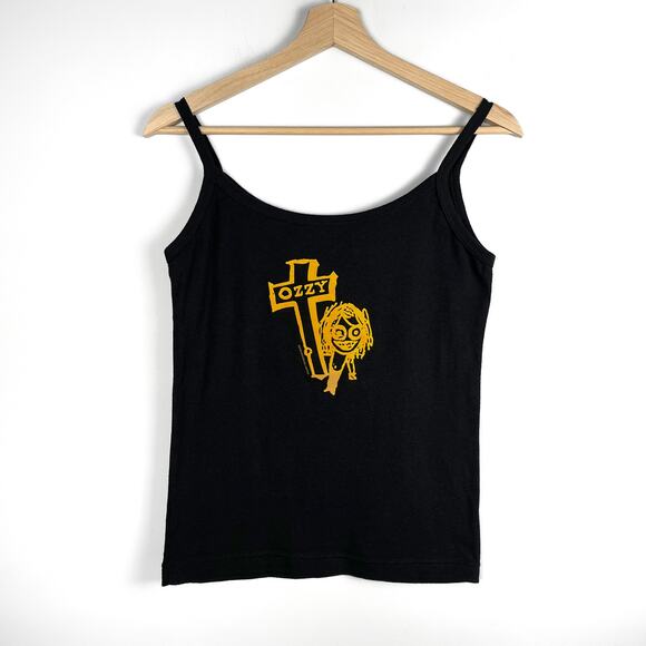 Vintage 2000 Womens Ozzy Osbourne Cross Tank Top Cami Y2K Black Sabbath Camisole - Picture 1 of 11